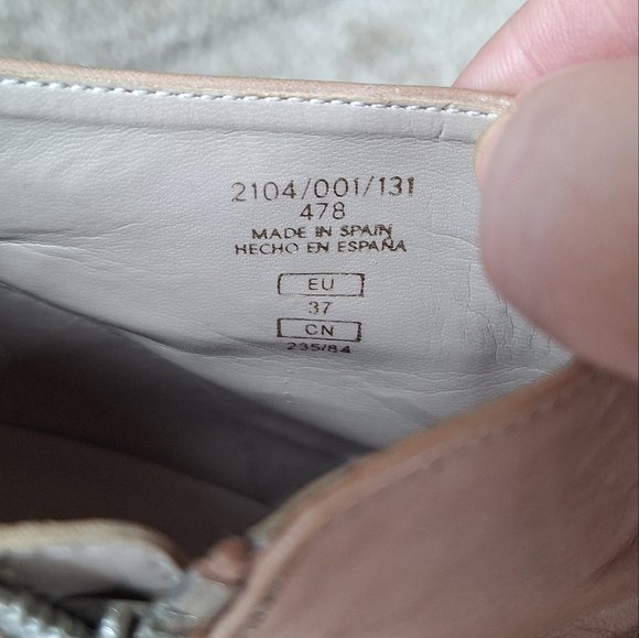 Zara Womens Tan Leather Pointed Toe Block Heel Side Zip Bootie Womens Size 6.5 - Picture 5 of 9